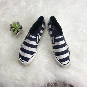 Mossimo blue white stripes slip on loafers size 8
